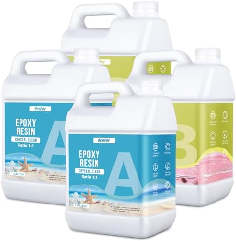 OcePor Epoxy Resin 2 Gallon  Crystal Clear Epoxy Resin Kit  No Yellowing No Bubble Art Casting for Art Crafts  Jewelry Making  Wood & Molds 1 Gallon x 2 