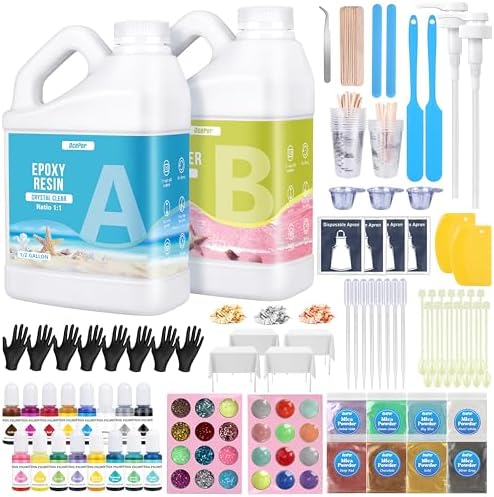 OcePor Epoxy Resin 2 Gallon  Crystal Clear Epoxy Resin Kit  No Yellowing No Bubble Art Casting for Art Crafts  Jewelry Making  Wood & Molds 1 Gallon x 2 
