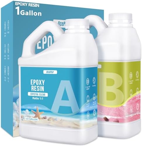 OcePor Epoxy Resin 2 Gallon  Crystal Clear Epoxy Resin Kit  No Yellowing No Bubble Art Casting for Art Crafts  Jewelry Making  Wood & Molds 1 Gallon x 2 