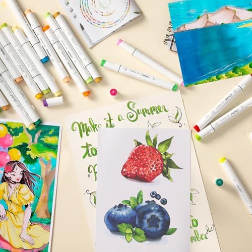 Ohuhu Brush Markers   216 color Double Tipped Alcohol based Art Marker Set for Artist Adults Coloring Illustration  Brush & Chisel Dual Tips   Honolulu Series of Ohuhu Markers   Refillable Ink