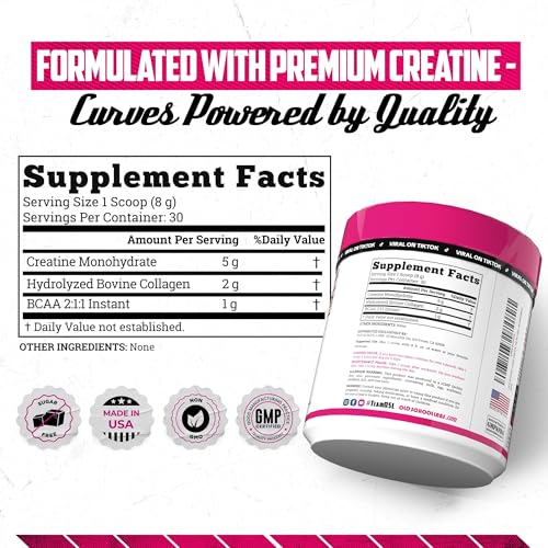 Old School Labs 5000mg Creatine Monohydrate Powder  Optimized Creatine for Women  2000mg Collagen  1g BCAA 2 1 1 Supports Lean Muscles & Recovery  Energy & Stamina   Made in USA  30 Servings
