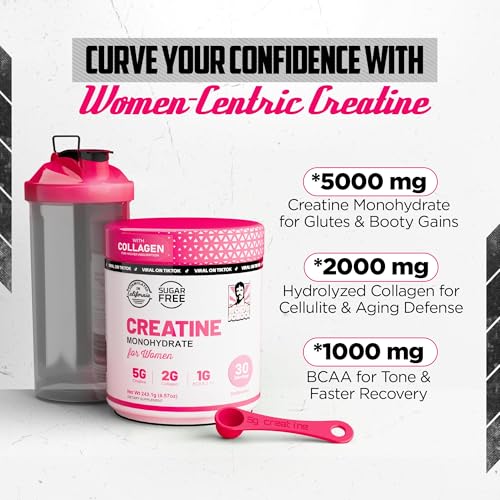 Old School Labs 5000mg Creatine Monohydrate Powder  Optimized Creatine for Women  2000mg Collagen  1g BCAA 2 1 1 Supports Lean Muscles & Recovery  Energy & Stamina   Made in USA  30 Servings
