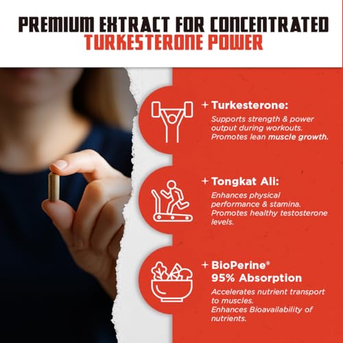Old School Labs Testosterone Supplement for Men   Turkesterone 1500mg Max Potency   Tongkat Ali & BioPerine    Muscle Growth  Recovery  Drive & Stamina   120 Caps  40 Servings
