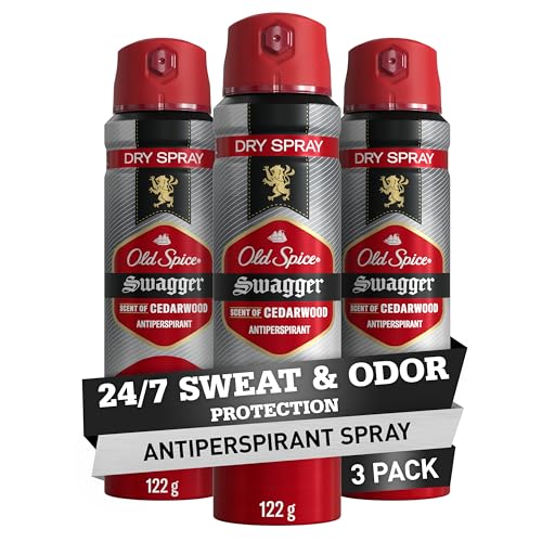 Old Spice Dry Spray Antiperspirant Deodorant for Men  24/7 Sweat & Odor Protection  24/7 Sweat Defense & Lasting Freshness  Swagger with Cedarwood Scent  4 3 oz  Pack of 3 