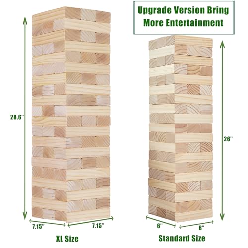 Olsa Jumbo Tumble Tower Outdoor Games 60pcs Large Blocks Stacking Lawn Yard Game for Kids Adults Family Stack to Over 5FT Giant Family Party Games for Holiday