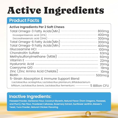 Omega 3 for Dogs   Salmon Oil for Dogs Skin & Coat Health  Fish Oil Supplement for Dog Shedding  Itch & Hot Spot Relief  Allergy Chews with EPA & DHA Fatty Acids for Skin & Joint Support   180 Ct