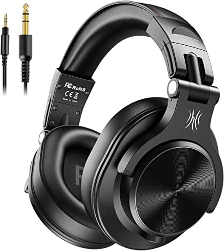OneOdio A71 Hi Res Studio Recording Headphones   Wired Over Ear Headphones with SharePort  Monitoring Mixing Foldable Headset with Stereo Sound  3 5/6 35MM Jack for PC Computer DJ Guitar Black