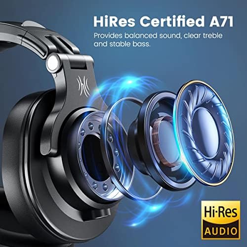 OneOdio A71 Hi Res Studio Recording Headphones   Wired Over Ear Headphones with SharePort  Monitoring Mixing Foldable Headset with Stereo Sound  3 5/6 35MM Jack for PC Computer DJ Guitar Black