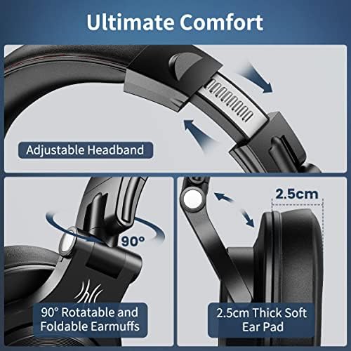 OneOdio A71 Hi Res Studio Recording Headphones   Wired Over Ear Headphones with SharePort  Monitoring Mixing Foldable Headset with Stereo Sound  3 5/6 35MM Jack for PC Computer DJ Guitar Black