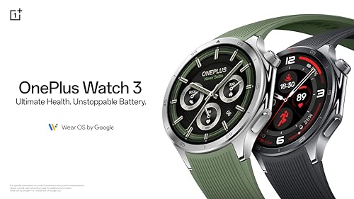 OnePlus Watch 3 Emerald Titantium  32GB  120 Hour Battery  Health & Fitness Tracking  Sapphire Crystal Design  Titanium Bezel  Dual Engine  Wear OS by Google