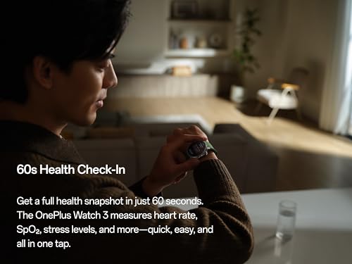 OnePlus Watch 3 Emerald Titantium  32GB  120 Hour Battery  Health & Fitness Tracking  Sapphire Crystal Design  Titanium Bezel  Dual Engine  Wear OS by Google