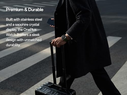 OnePlus Watch 3 Obsidian Titanium  32GB  120 Hour Battery  Health & Fitness Tracking  Sapphire Crystal Design  Titanium Bezel  Dual Engine  Wear OS by Google