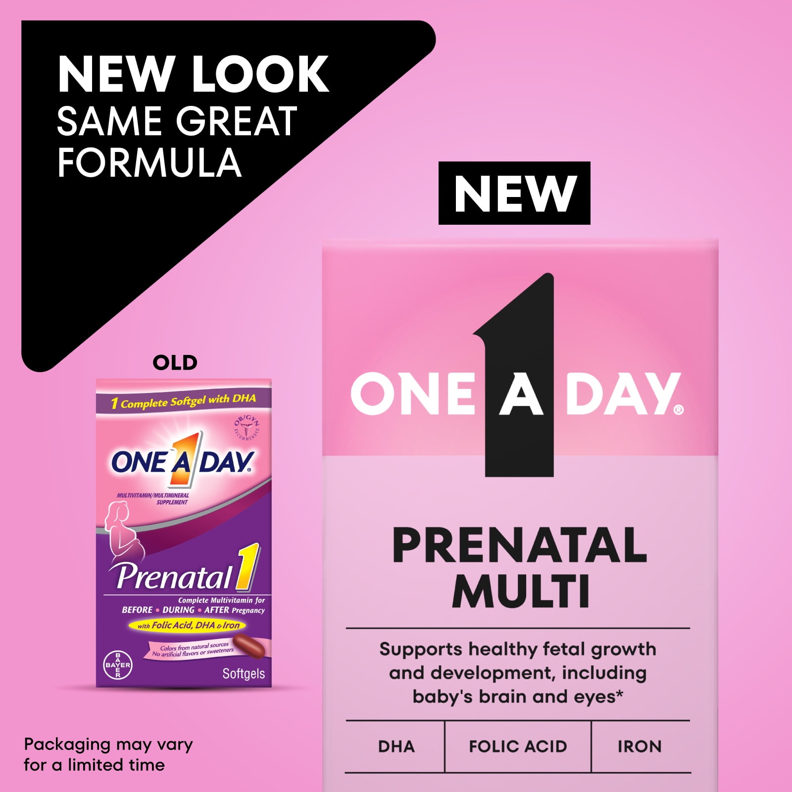 One A Day Women s Prenatal Multivitamin with Folic Acid  DHA and Iron  60 Ct