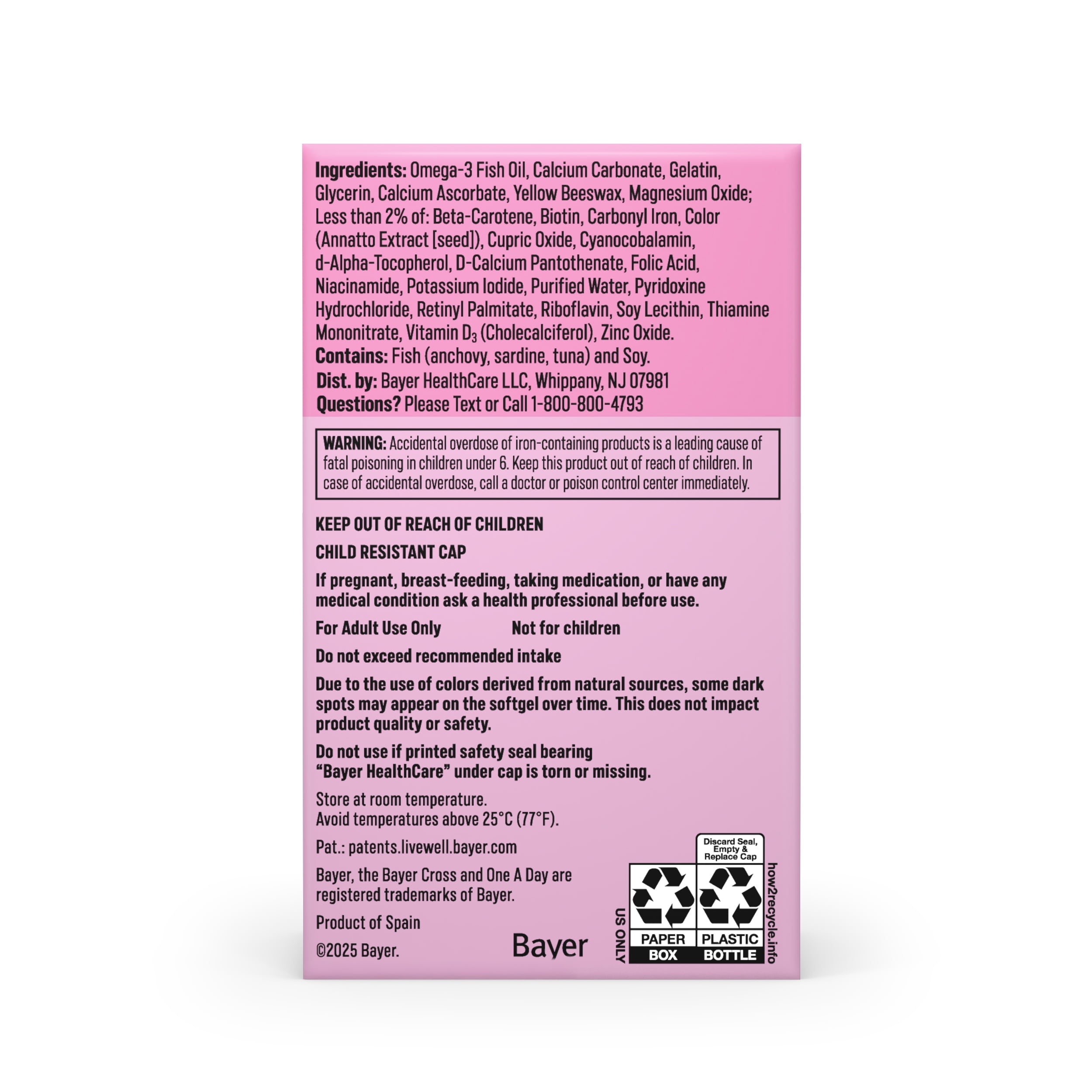 One A Day Women s Prenatal Multivitamin with Folic Acid  DHA and Iron  60 Ct