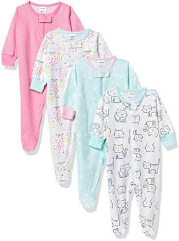 Onesies Brand baby girls 4 pack Sleep N Play Footies Multi Pack