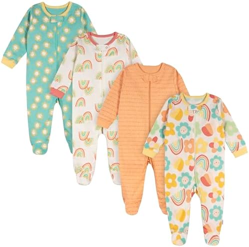 Onesies Brand baby girls 4 pack Sleep N Play Footies Multi Pack
