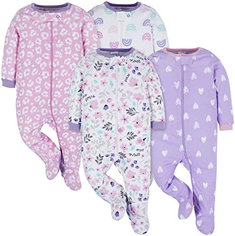 Onesies Brand baby girls 4 pack Sleep N Play Footies Multi Pack