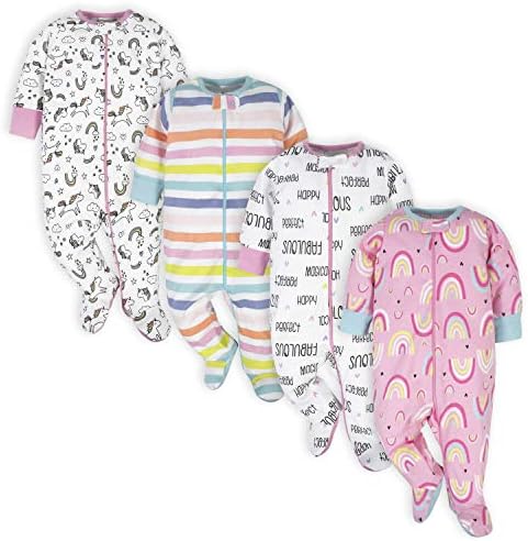 Onesies Brand baby girls 4 pack Sleep N Play Footies Multi Pack