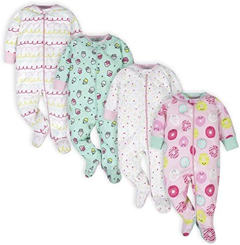 Onesies Brand baby girls 4 pack Sleep N Play Footies Multi Pack