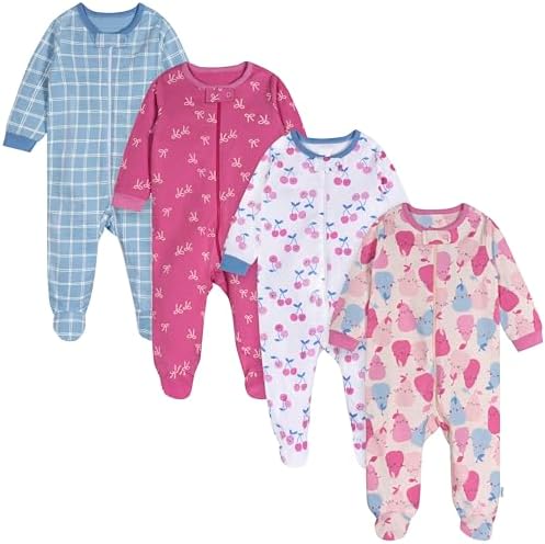 Onesies Brand baby girls 4 pack Sleep N Play Footies Multi Pack