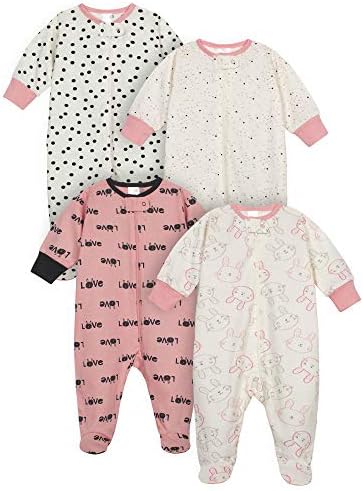 Onesies Brand baby girls 4 pack Sleep N Play Footies Multi Pack