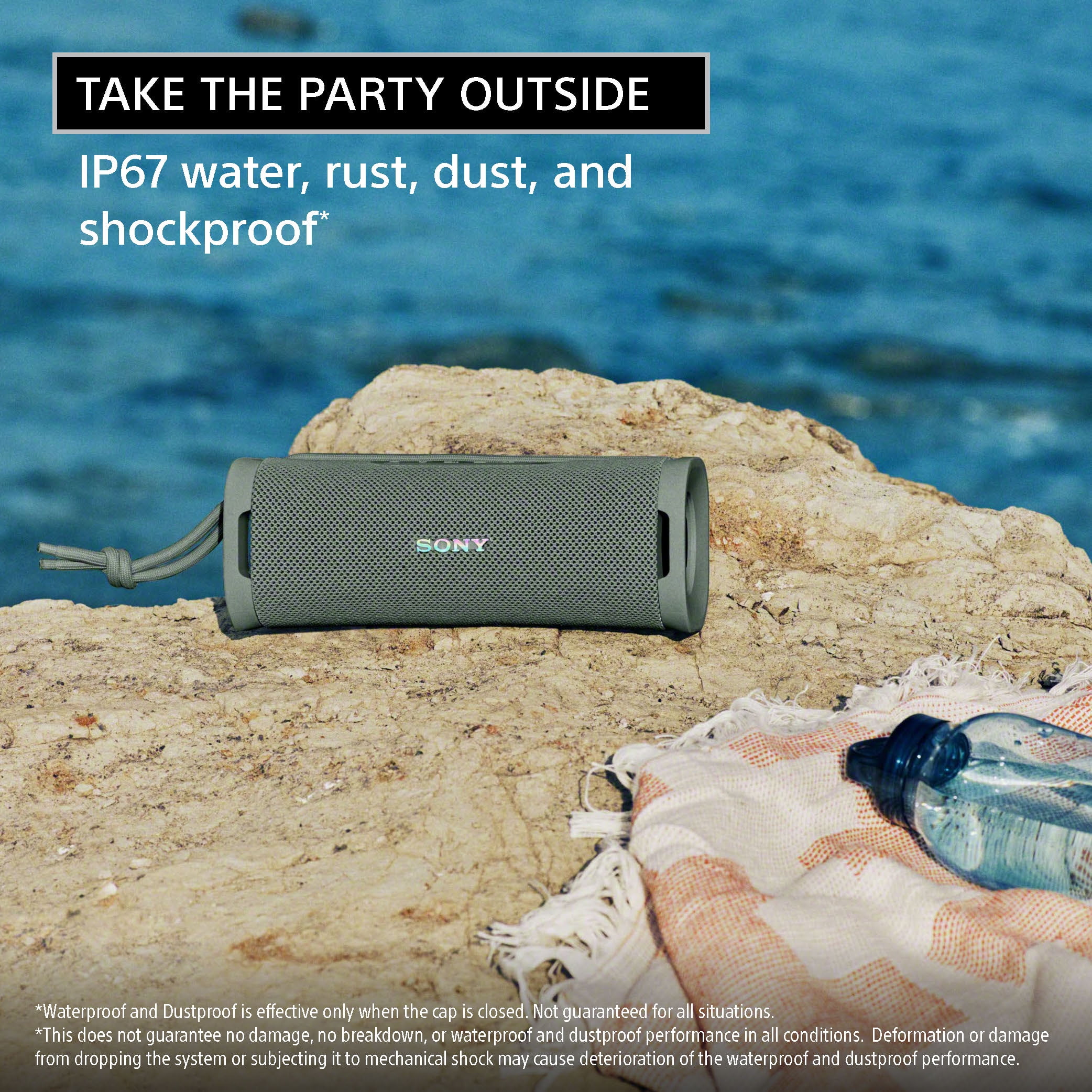 Open Box Sony ULT Field 1 Wireless Ultra Portable Bluetooth Compact Speaker  IP67 Waterproof  Dustproof  Shockproof and Rustproof with Enhanced Bass  12 Hour Battery and Detachable Strap  Black