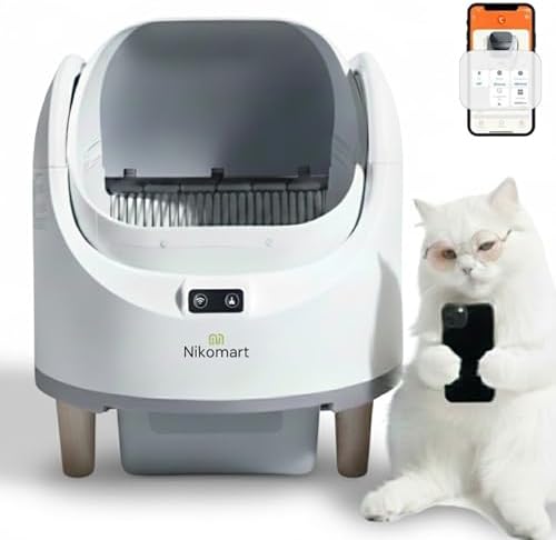 Open Top Automatic Litter Box  New White Design with App Control & Fragrance Dispenser for a Fresh Home   68L Self Cleaning Cat Litter Box for Multiple Cats