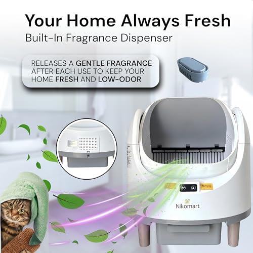 Open Top Automatic Litter Box  New White Design with App Control & Fragrance Dispenser for a Fresh Home   68L Self Cleaning Cat Litter Box for Multiple Cats