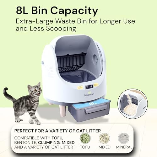 Open Top Automatic Litter Box  New White Design with App Control & Fragrance Dispenser for a Fresh Home   68L Self Cleaning Cat Litter Box for Multiple Cats