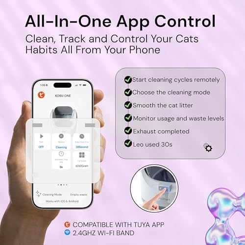 Open Top Automatic Litter Box  New White Design with App Control & Fragrance Dispenser for a Fresh Home   68L Self Cleaning Cat Litter Box for Multiple Cats