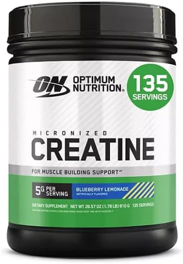 Optimum Micronized Creatine Monohydrate Powder  Blueberry Lemonade Creatine  135 Servings 5 Grams Per Serving  Muscle Support  810 Grams  28 57 OZ