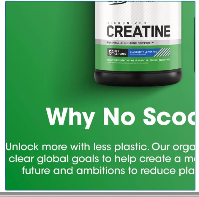 Optimum Micronized Creatine Monohydrate Powder  Blueberry Lemonade Creatine  135 Servings 5 Grams Per Serving  Muscle Support  810 Grams  28 57 OZ