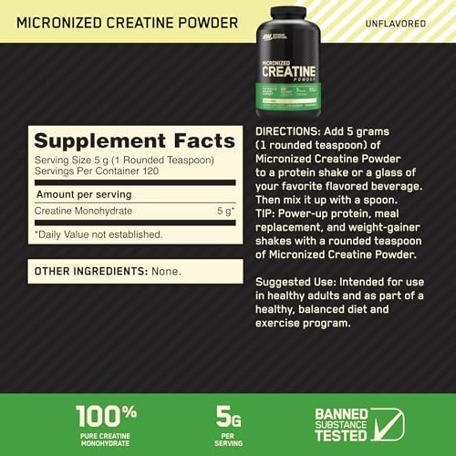 Optimum Nutrition 100  Gold Standard Whey Protein Powder  Double Rich Chocolate  5 Pound  with Micronized Creatine Monohydrate Powder  Unflavored  120 Servings    Bundle Pack