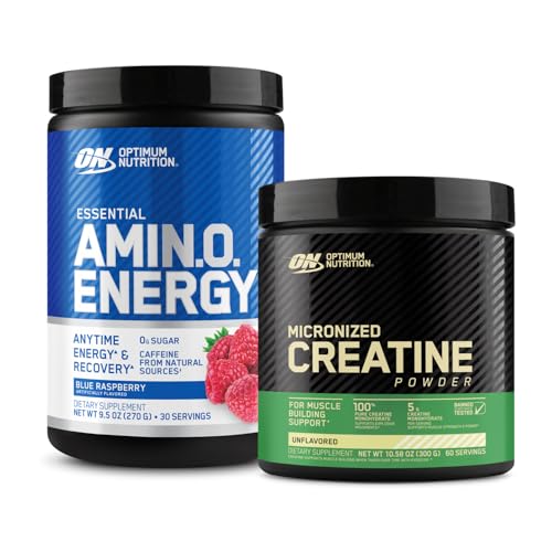 Optimum Nutrition Amino Energy   Pre Workout with Green Tea  BCAA  Amino Acids & Micronized Creatine Monohydrate Powder  Unflavored  Keto Friendly  60 Serving