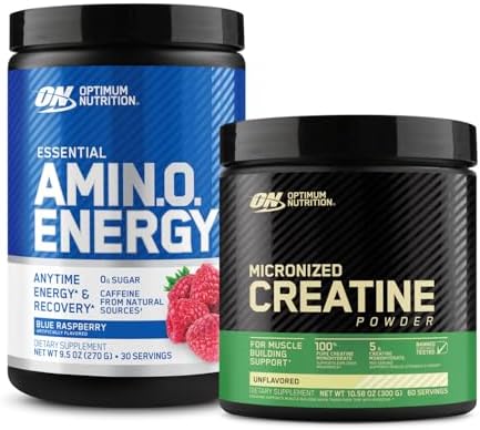 Optimum Nutrition Amino Energy   Pre Workout with Green Tea  BCAA  Amino Acids & Micronized Creatine Monohydrate Powder  Unflavored  Keto Friendly  60 Serving