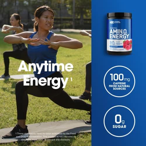 Optimum Nutrition Amino Energy   Pre Workout with Green Tea  BCAA  Amino Acids & Micronized Creatine Monohydrate Powder  Unflavored  Keto Friendly  60 Serving