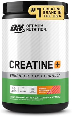 Optimum Nutrition Creatine Monohydrate Plus Powder  Orange Passionfruit Flavored Creatine Performance Blend With Electrolytes for Hydration  Added Vitamins  80 Servings  720 Grams  Packaging May Vary