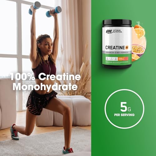 Optimum Nutrition Creatine Monohydrate Plus Powder  Orange Passionfruit Flavored Creatine Performance Blend With Electrolytes for Hydration  Added Vitamins  80 Servings  720 Grams  Packaging May Vary