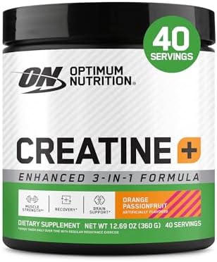 Optimum Nutrition Creatine Monohydrate Plus Powder  Orange Passionfruit Flavored Creatine Performance Blend With Electrolytes for Hydration  Added Vitamins  80 Servings  720 Grams  Packaging May Vary