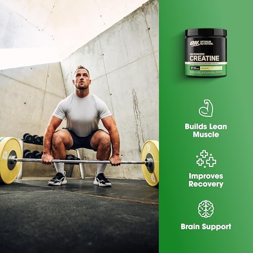 Optimum Nutrition Creatine  Micronized Creatine Monohydrate Powder  Supports Strength & Recovery  Banned Substance Tested  Unflavored  5g per Serving  60 Servings