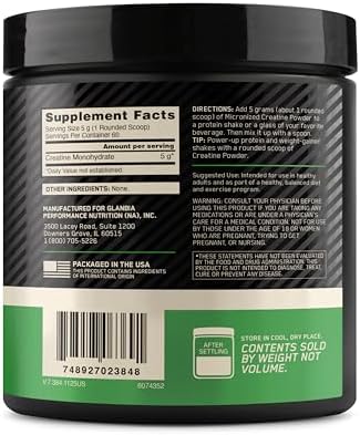 Optimum Nutrition Creatine  Micronized Creatine Monohydrate Powder  Supports Strength & Recovery  Banned Substance Tested  Unflavored  5g per Serving  60 Servings