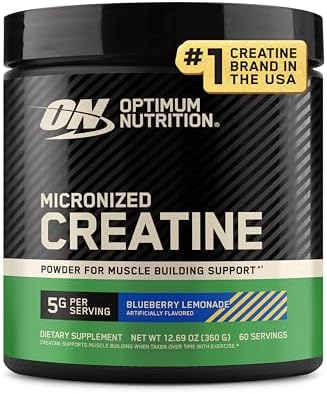 Optimum Nutrition Creatine  Micronized Creatine Monohydrate Powder  Supports Strength & Recovery  Banned Substance Tested  Unflavored  5g per Serving  60 Servings