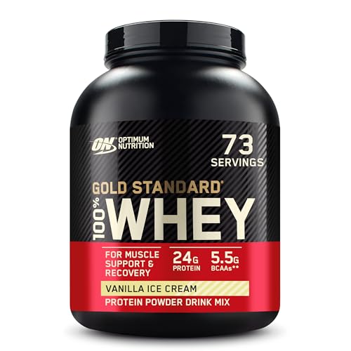 Optimum Nutrition Gold Standard 100  Whey Protein Powder  Vanilla Ice Cream  5 Pound  Packaging May Vary 