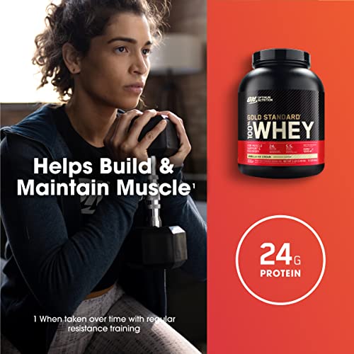 Optimum Nutrition Gold Standard 100  Whey Protein Powder  Vanilla Ice Cream  5 Pound  Packaging May Vary 