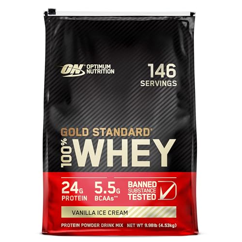 Optimum Nutrition Gold Standard 100  Whey Protein Powder  Vanilla Ice Cream  10 Pound  Packaging May Vary