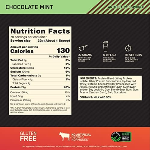 Optimum Nutrition Gold Standard  100  Whey  Chocolate Mint  4 94 lb  2 24 kg 