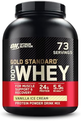 Optimum Nutrition Gold Standard 100  Whey Protein Powder  Vanilla Ice Cream  5 Pound  Packaging May Vary