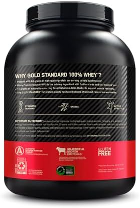 Optimum Nutrition Gold Standard 100  Whey Protein Powder  Vanilla Ice Cream  5 Pound  Packaging May Vary