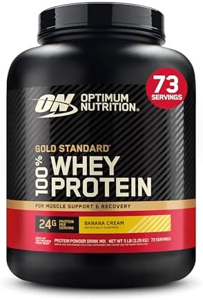 Optimum Nutrition Gold Standard 100  Whey Protein Powder  Vanilla Ice Cream  5 Pound  Packaging May Vary