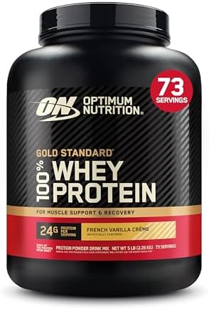 Optimum Nutrition Gold Standard 100  Whey Protein Powder  Vanilla Ice Cream  5 Pound  Packaging May Vary